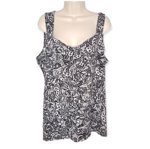 Lane Bryant Sleeveless Layered Tank Top Black & White‎ Size 18/20